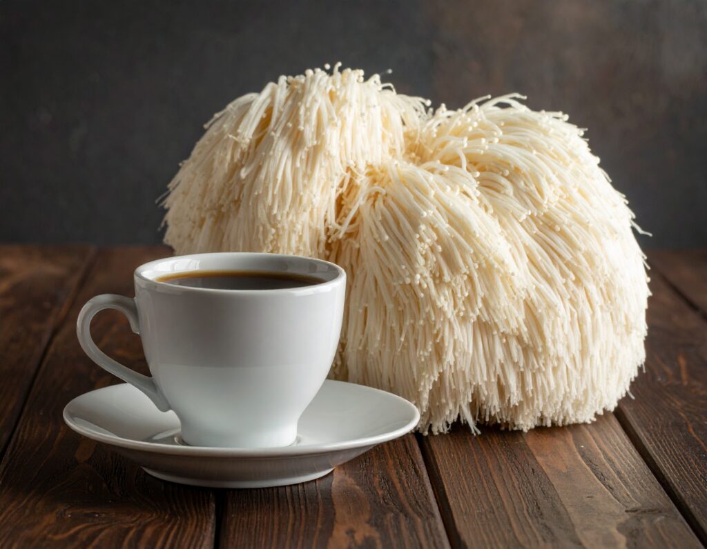 Discover Why Mushroom Coffee with Lion’s Mane Is the #1 Additive to Make a Healthy Morning Cup Firefly Create An Image Of The Mushroom Lions Mane Next To A Coffee Cup 132214 1024x796