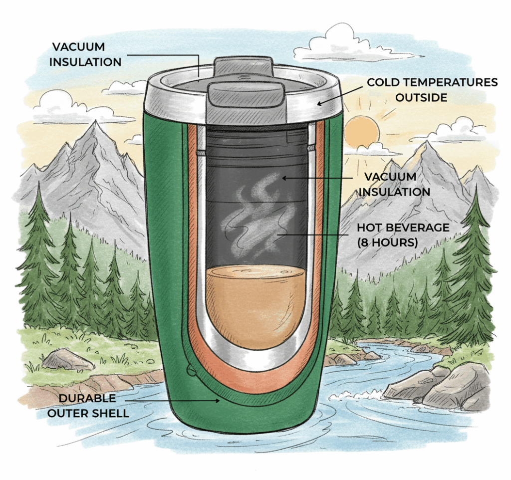 How Coffee Mugs Keep Coffee Hot: The Science, Adventure, and Magic Behind Your Daily Cup Firefly Turn This Into A Sketched Outdoorsy Looking Illustration But Make It Look Different 106816 1024x962