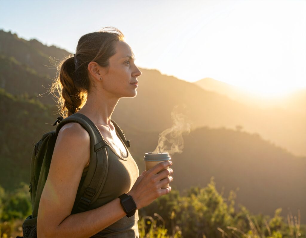 Firefly Create An Image Of A Hiker Drinking A Cup Of Coffee 330786 1024x796